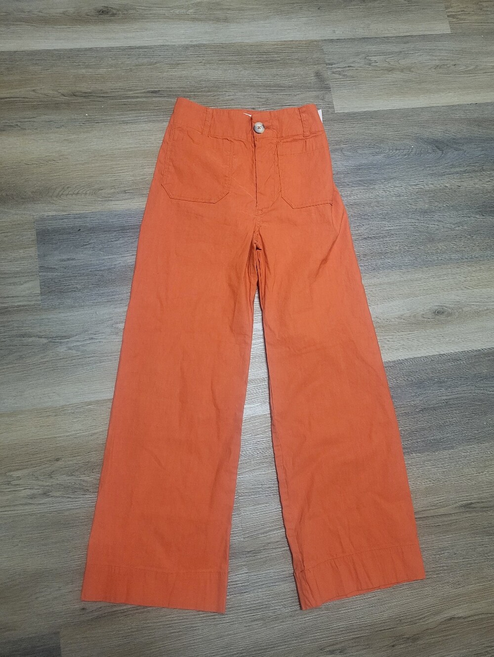 Maeve Wide-Leg High-Rise Pants in Orange - Picture 2 of 5